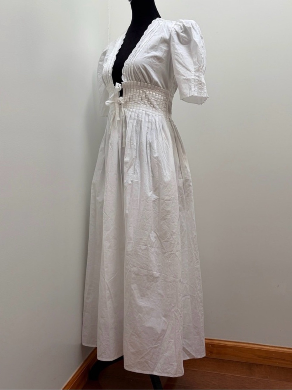 NWT Lovaan- Boehm Short-Sleeve Cotton Midi Dress White Size AU 6 US 2 Summer - Picture 9 of 14